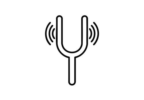 Musical tuning fork minimalist icon for sound engineering and audio design projects, perfect for websites, apps, and creative presentations vector