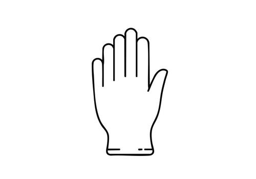 Clean line art of a single hand reaching upward, symbolizing connection, reaching out, or a stop gesture with a modern, minimalist aesthetic vector