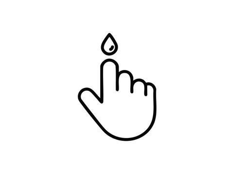 Hand pointing with a single drop of liquid symbolizing precision, decision, or a critical moment in an abstract design vector