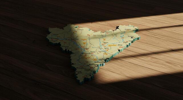 Rustic Overhead View of Maharashtra Map on Wooden Surface photo