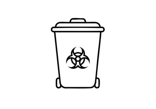 Biohazard waste container icon, illustrating toxic disposal and safety protocols for medical or laboratory environments, promoting responsible handling vector