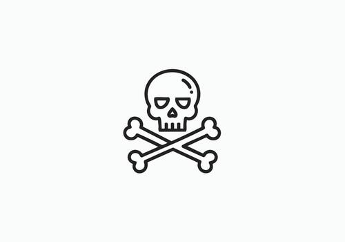 Bold skull and crossbones icon conveys danger and warning, perfect for Halloween or edgy designs, adding a touch of rebellious spirit to any project vector