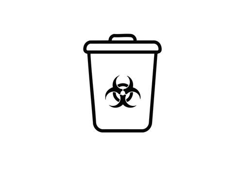 Biohazard waste container for medical safety protocols in laboratories and healthcare facilities, symbolizing caution and compliance with regulations vector
