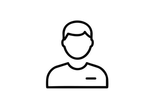 Clean minimalist line art of a man in a polo shirt, ideal for user interface design and professional corporate presentations needing simplicity vector