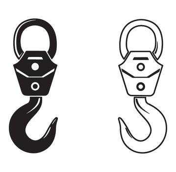 illustration of two different styled lifting hooks on a white background vector