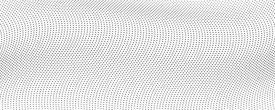 Halftone monochrome background with flowing dots. Abstract wave black and white texture. Perfect illustration vector