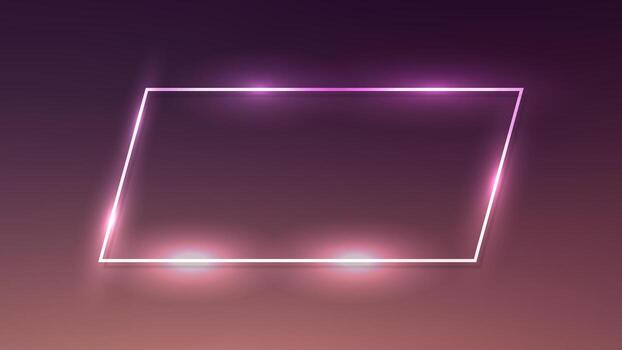 Neon frame with shining effects on dark brown background. Empty glowing techno backdrop. illustration vector