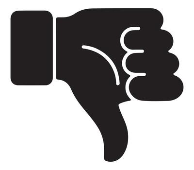 negativo realimentación símbolo demostración desaprobación y rechazo en un silueta estilo vector