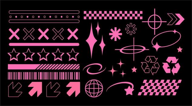Streetwear, Y2K, and Graffiti Asset Elements Pack. Perfect for posters, apparel, and other decorative designs. vector