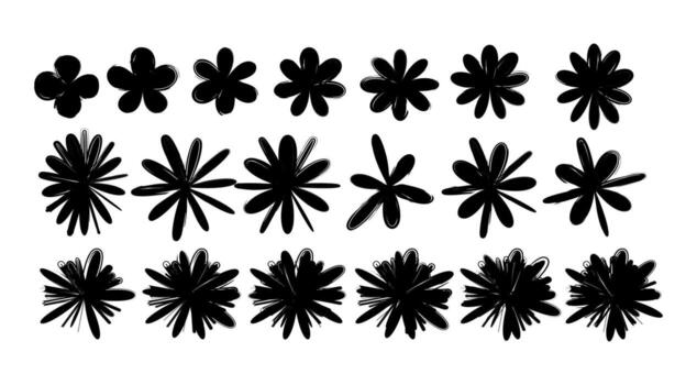 Elements for line brushes, Flower Shape Pattern, available in several sheets. Grunge texture. Ready to use. vector
