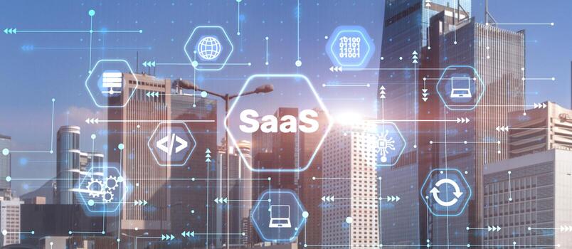 SaaS, Software as a Service. Networking Technology Internet concept photo
