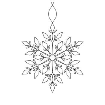 Elegant Continuous Line Art Snowflake vector