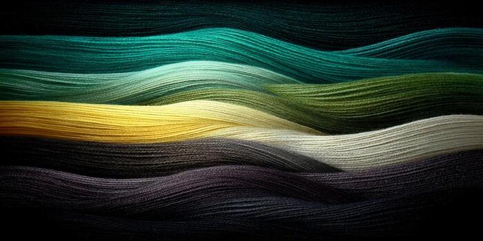 A beautiful close up of colorful threads creating a wavy pattern with a smooth color transition photo