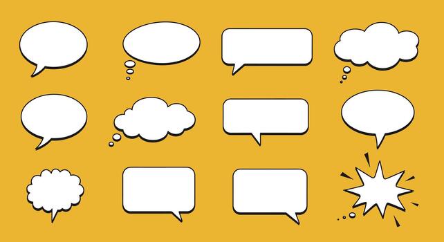 Collection of Blank Speech Bubbles and Thought Clouds. vector