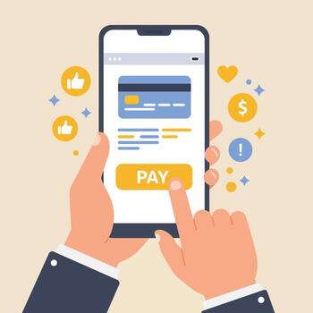 Mobile Payment Transaction via Smartphone App. vector