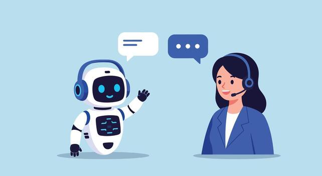 Artificial Intelligence Chatbot Assisting Customer Service Agent. vector