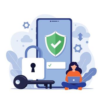 seguro móvil datos proteccion y la seguridad cibernética concepto. vector