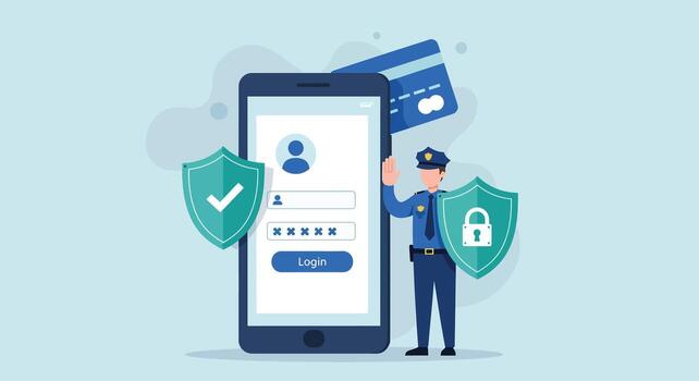 Secure Mobile Login and Online Data Protection vector