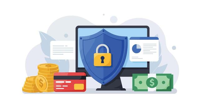 digital seguridad proteger proteger en línea financiero actas y datos. vector