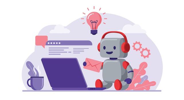 simpático robot asistente Proporcionar cliente apoyo. vector