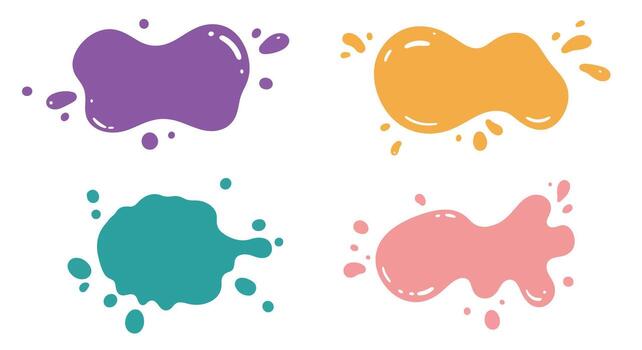 Colorful liquid blobs and splashes in abstract shapes. vector