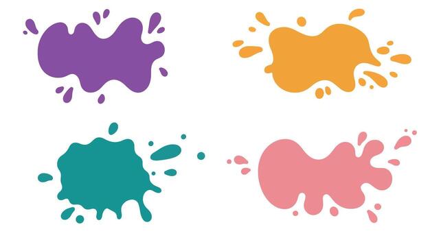 Four colorful paint splatters in abstract shapes. vector