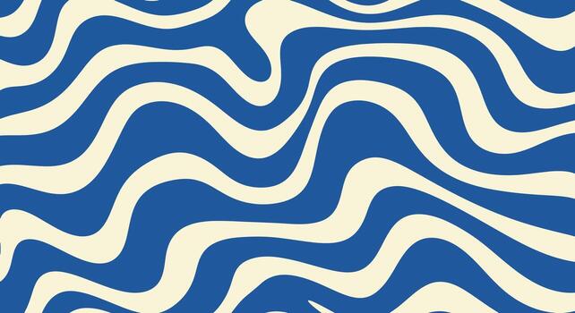 Abstract Blue and Cream Wavy Line Pattern Background. vector