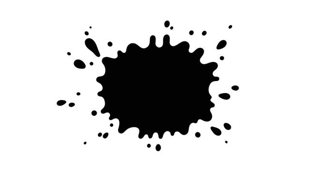 Black Ink Splatter Blob with Droplets vector