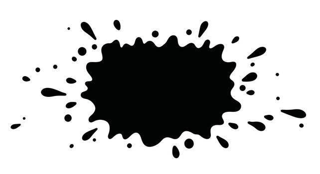Black Ink Splatter Blob with Droplets. vector