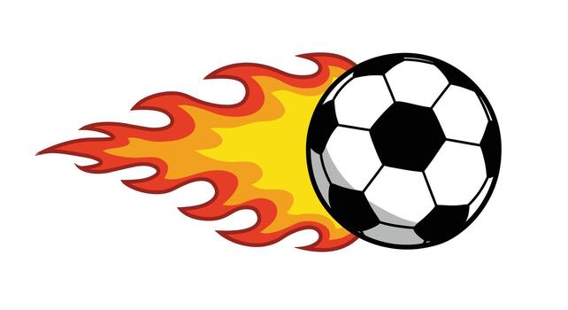 Dynamic Soccer Ball on Fire Representing Intense Game Play. vector
