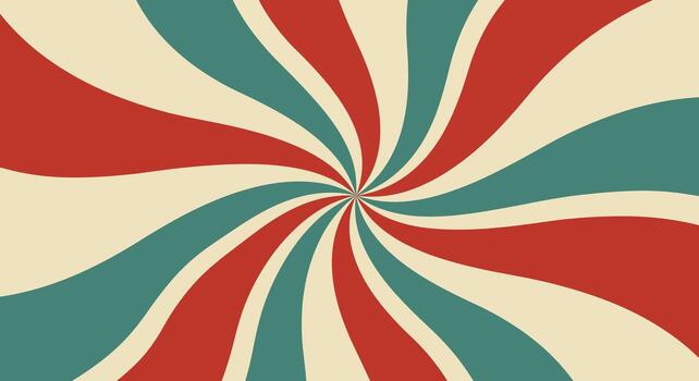 Retro Swirl Pattern with Red Teal and Cream Colors. vector