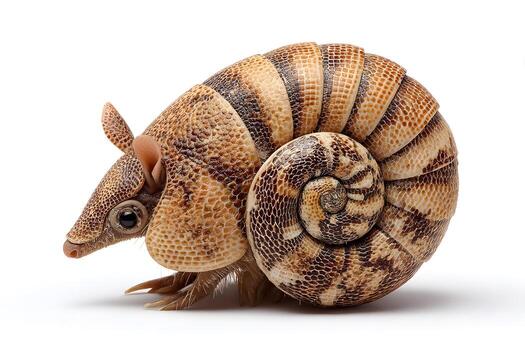 un armadillo chinos dentro un protector pelota forma mostrando sus estampado caparazón. foto