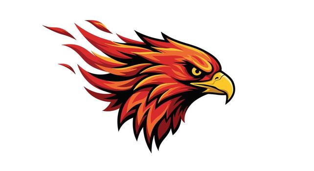 Fiery Eagle Head with Exploding Feathers. vector
