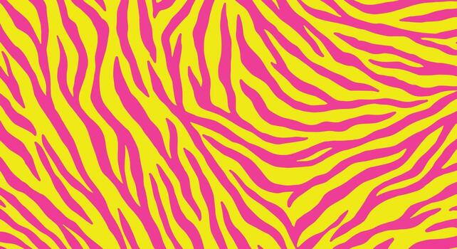 Vibrant Abstract Zebra Stripe Pattern in Neon Pink and Yellow vector
