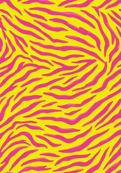 Vibrant Abstract Zebra Stripe Pattern in Pink and Yellow. vector