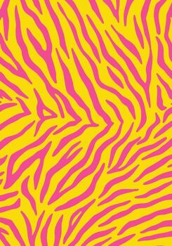 Vibrant Yellow and Pink Abstract Zebra Stripe Pattern vector
