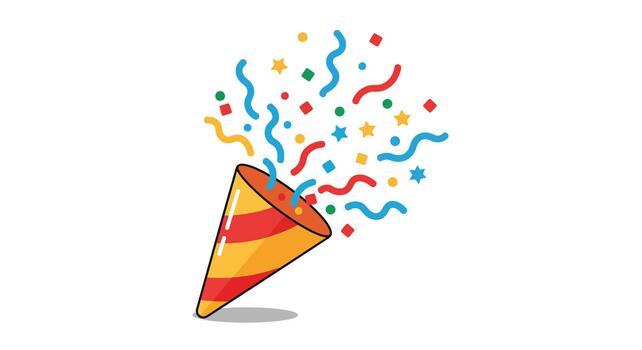 festivo papel picado corchete explotando con vistoso serpentinas y estrellas. vector