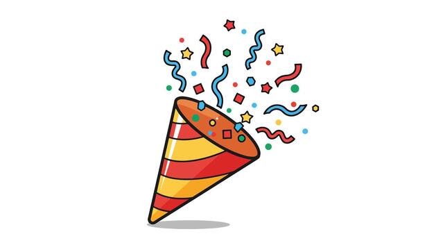 festivo fiesta corchete explotando con vistoso papel picado y estrellas. vector