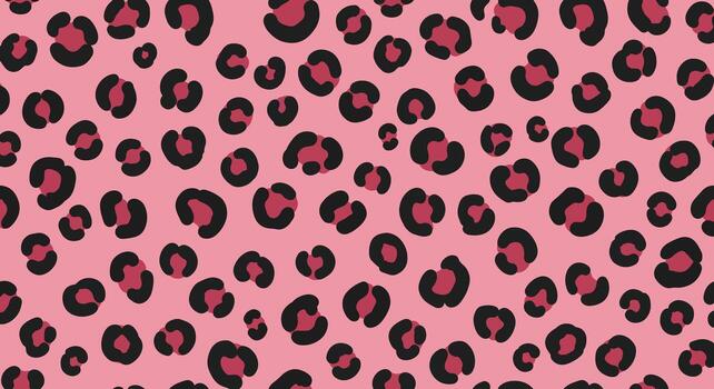 Pink Leopard Print Pattern with Dark Spots and Outlines. vector