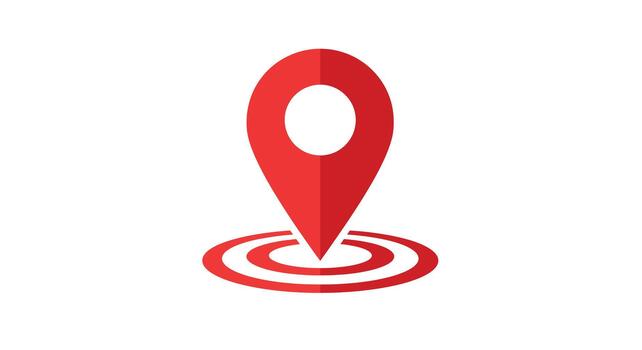 Red location pin icon with concentric circles indicating proximity. vector