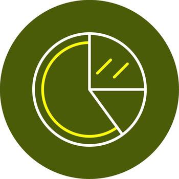 gráfico circular, línea, dos colores, icono vector