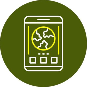 Earth Mobile Interface Minimal Line Two Color Icon vector