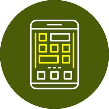 Grid Mobile Interface Minimal Line Two Color Icon vector