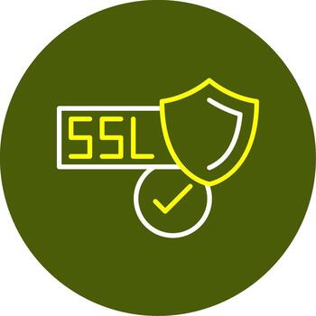 ssl certificado mínimo línea dos color icono vector