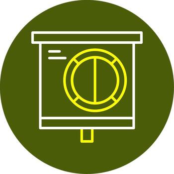 Half Pie Chart Minimal Line Two Color Icon vector