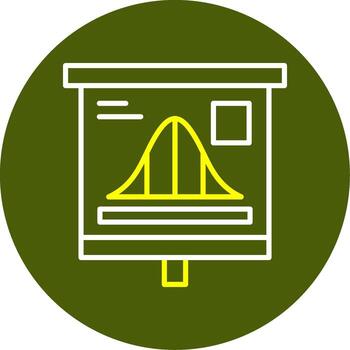 Bell Curve Graph Minimal Line Two Color Icon vector
