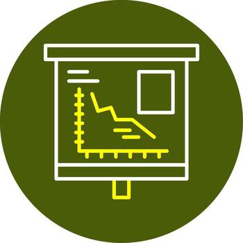 Declining Line Graph Minimal Line Two Color Icon vector