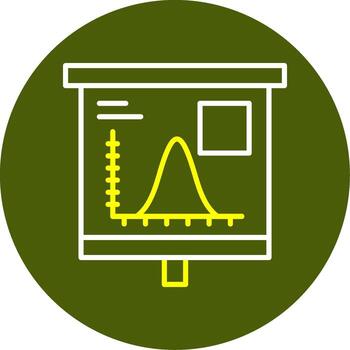 Bell Curve on Graph Minimal Line Two Color Icon vector