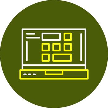 Grid Laptop Interface Minimal Line Two Color Icon vector