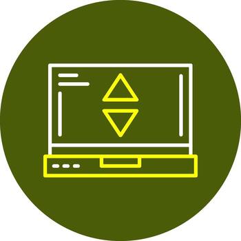 ordenar ordenador portátil interfaz mínimo línea dos color icono vector